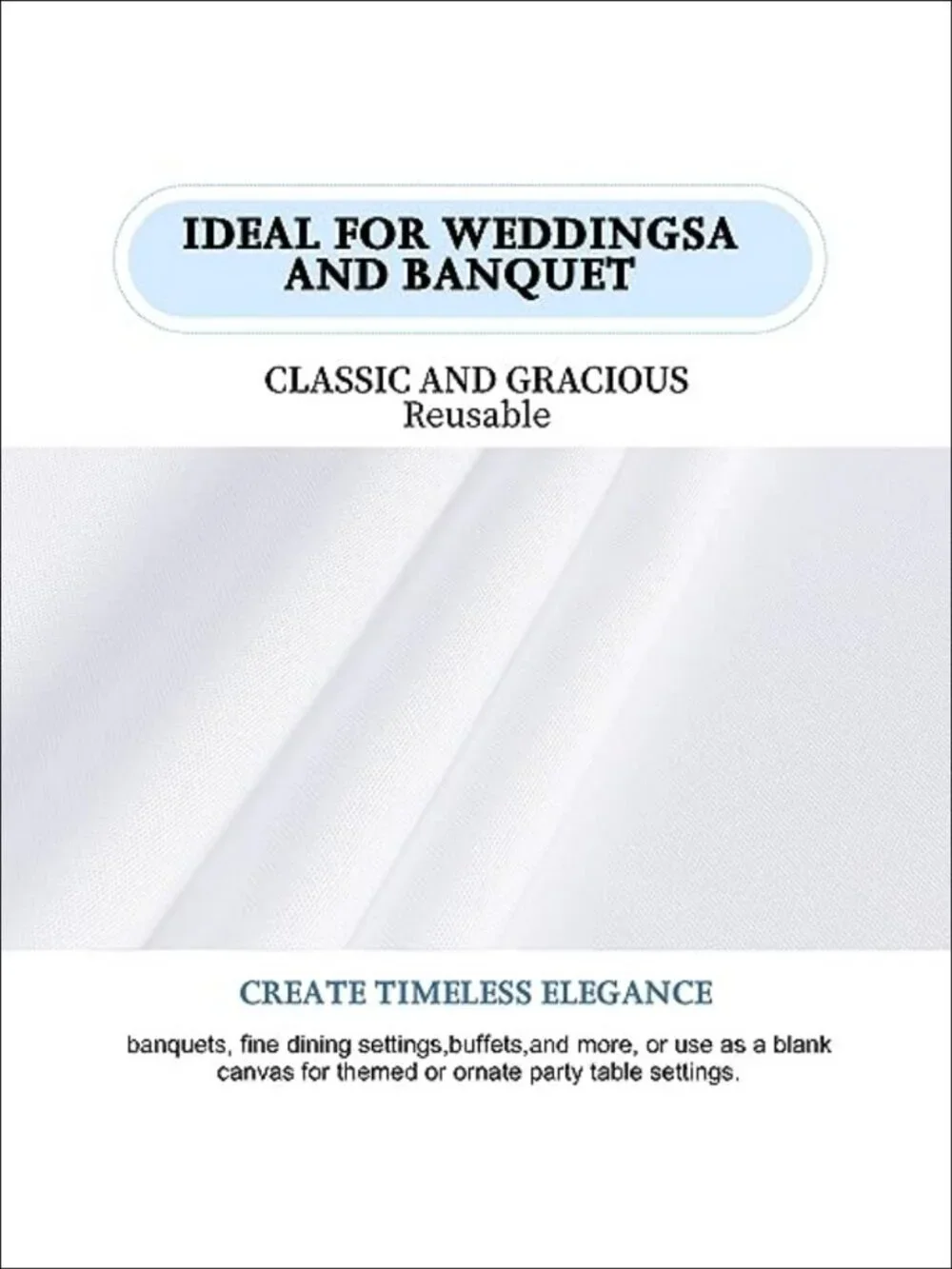 6 Pack White Table Cloth 60x102 Inch Rectangle Polyester Washable Tablecloths